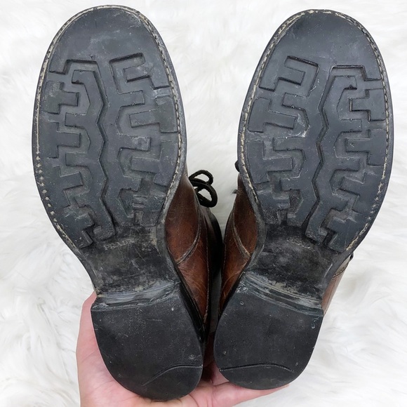 Prada Brown Leather Combat Moto Boots Men’s Size 8 - Picture 5 of 7